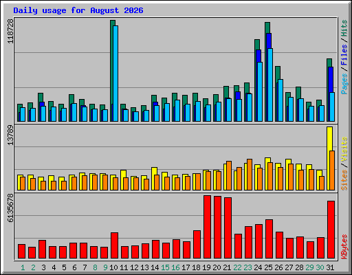 Daily usage for August 2026